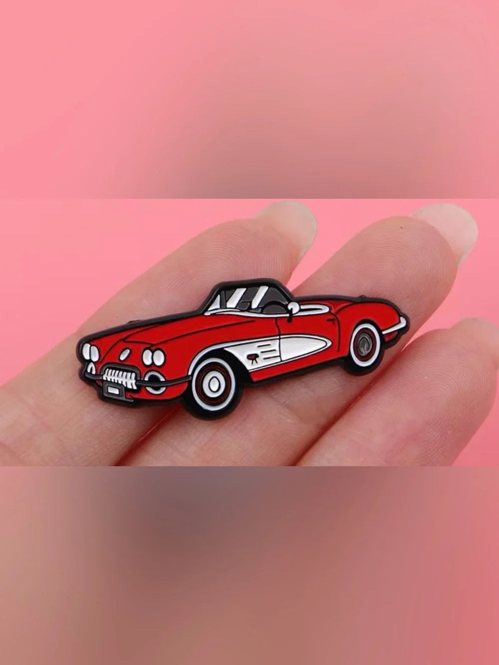 Classic 1958 Red Corvette Car Enamel Pin- NEW